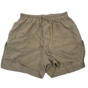 Zara women's Short Khaki Green Relaxed Fit Size M Mid Length High Rise Side Slit